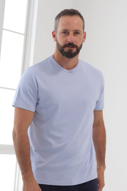 Polo Piero manga corta celeste 100% algodón pima premium