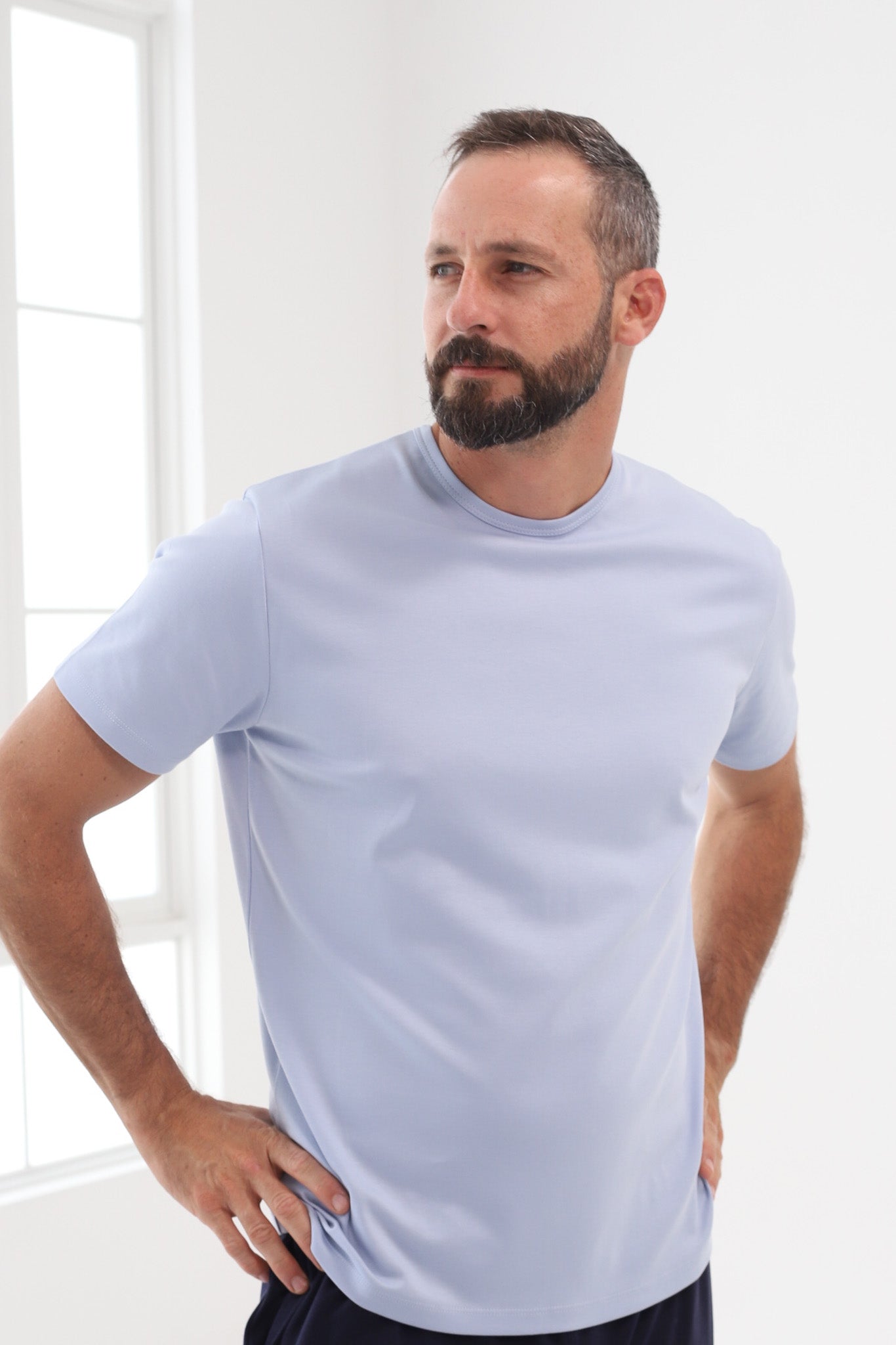 Polo Piero manga corta celeste 100% algodón pima premium