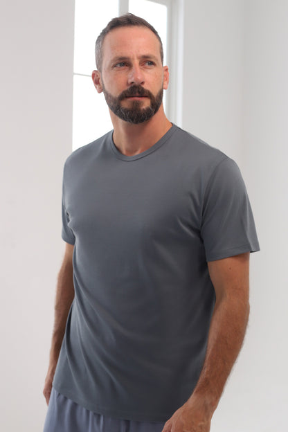 Polo Piero manga corta gris verdoso 100% algodón pima premium