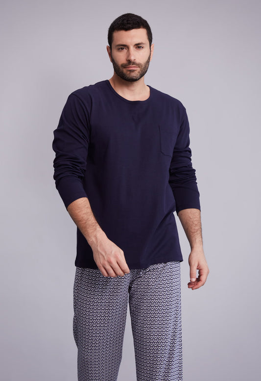 Pijama Piero Pantalón 100% algodón Premium - Moon Azul Collection