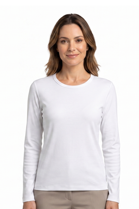 Polo Chiara manga Larga Blanco 100% algodón pima premium