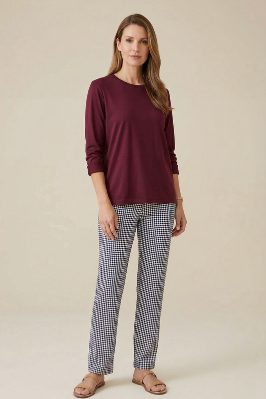Mariana Burgundy Pants Pajamas 100% Premium Cotton - Piet de Poule Collection