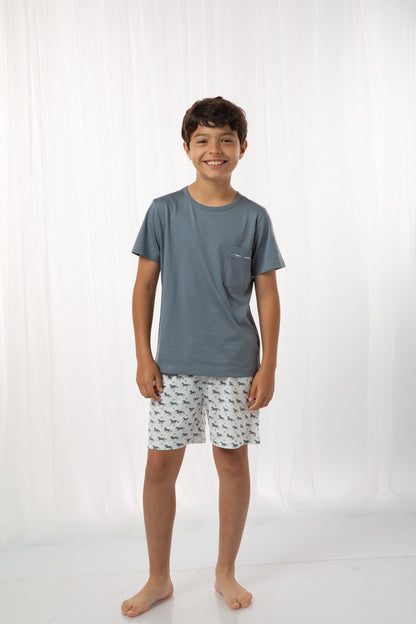 Pijama Pierito Short 100% algodón Premium - Corcel Gris Collection