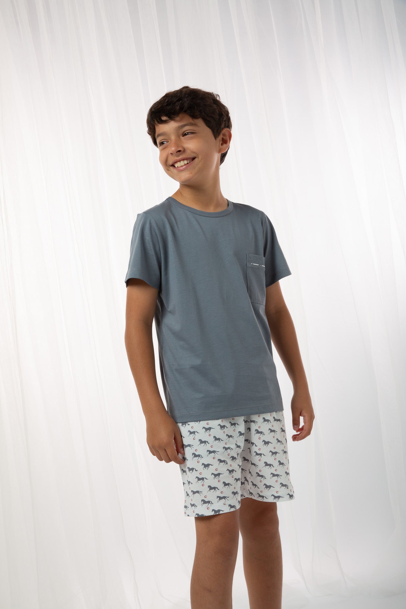 Pijama Pierito Short 100% algodón Premium - Corcel Gris Collection