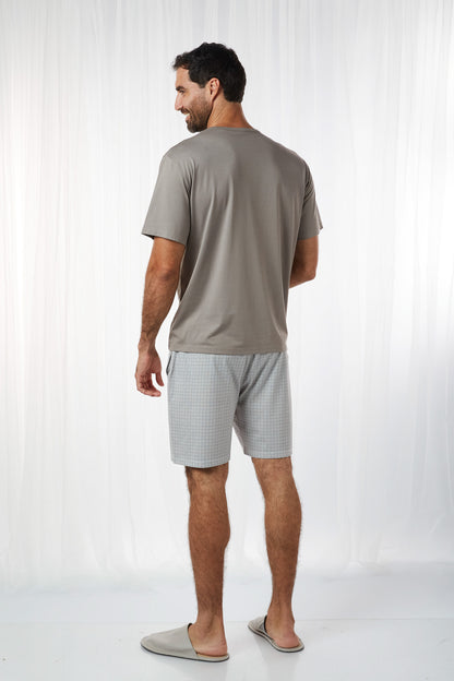 Pijama Piero Short 100% algodón Premium - Lineal Taupe Collection