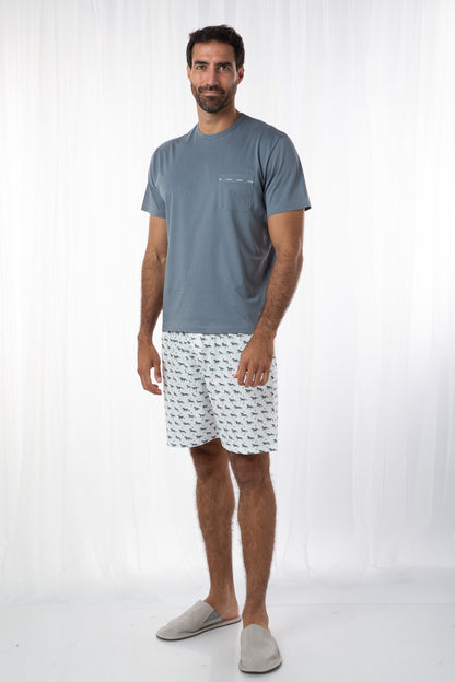 Pijama Piero Short 100% algodón Premium - Corcel Gris Collection