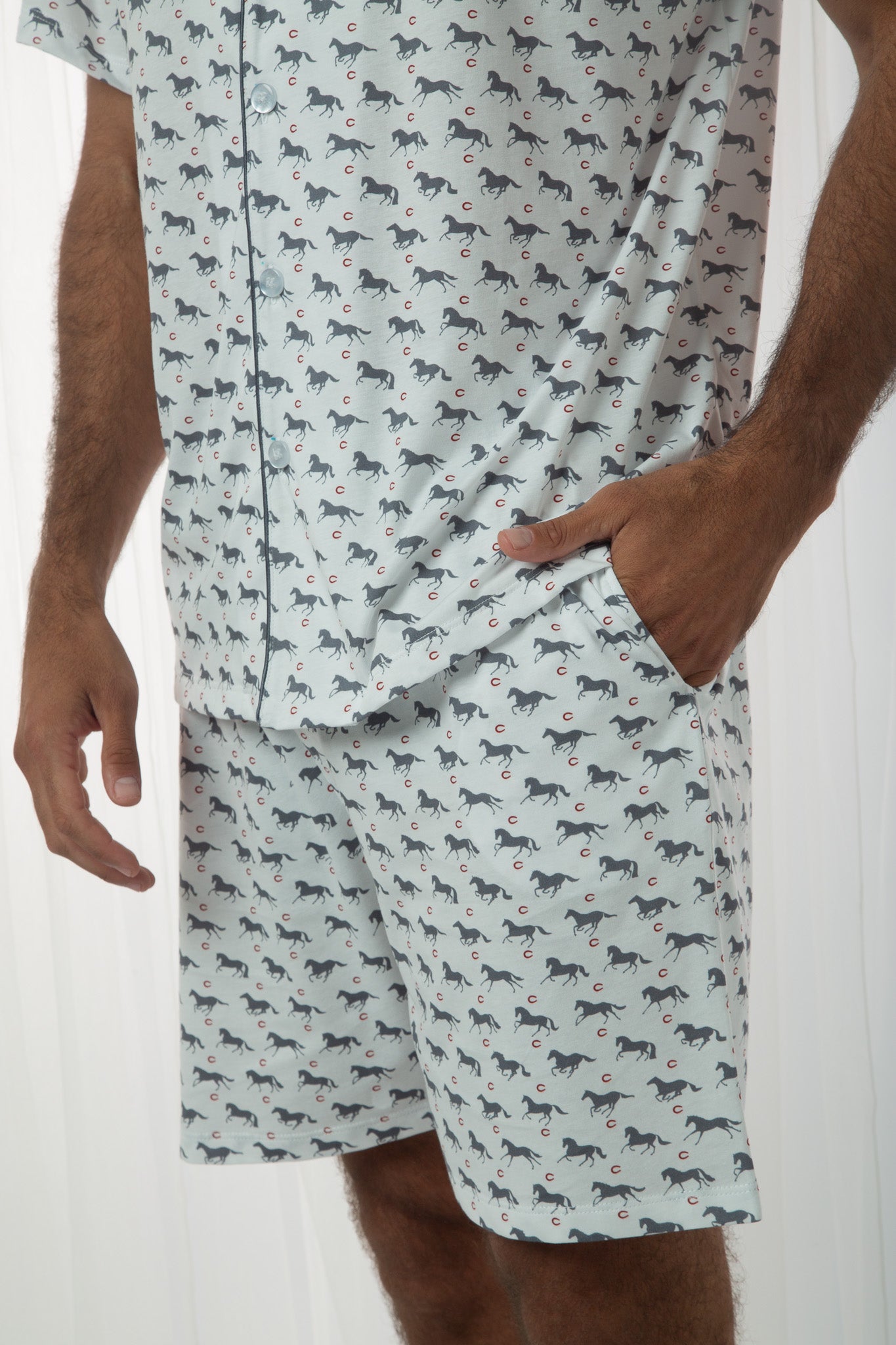 Pijama Domenico Short 100% algodón Premium -Corcel Gris Collection