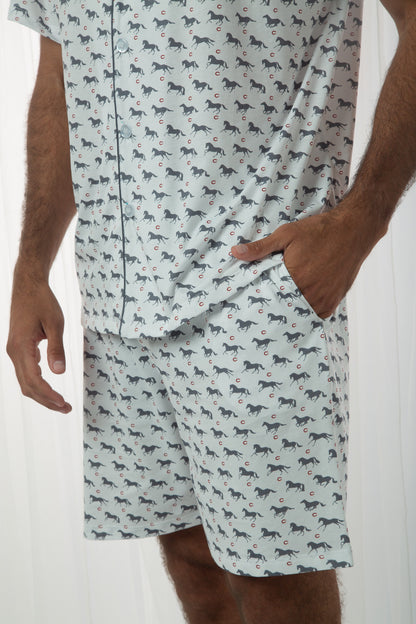 Pijama Domenico Short 100% algodón Premium -Corcel Gris Collection