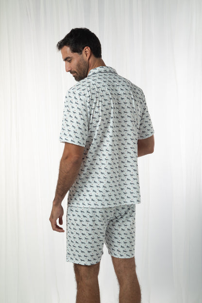 Pijama Domenico Short 100% algodón Premium -Corcel Gris Collection