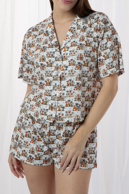 Pijama Salomé Short 100% algodón Premium - Happy Dogs