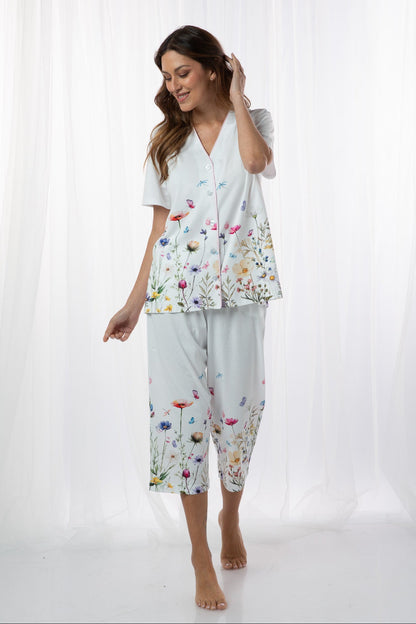 Pijama Diana Culotte 100% algodón Premium - Giardino Allegro Collection