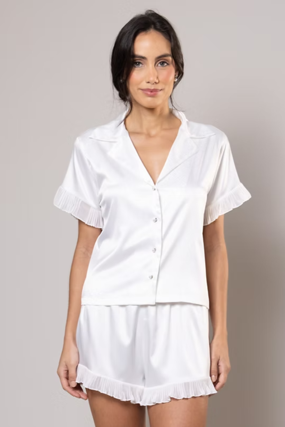 Pijama Short Romantica Off White - Bride Collection